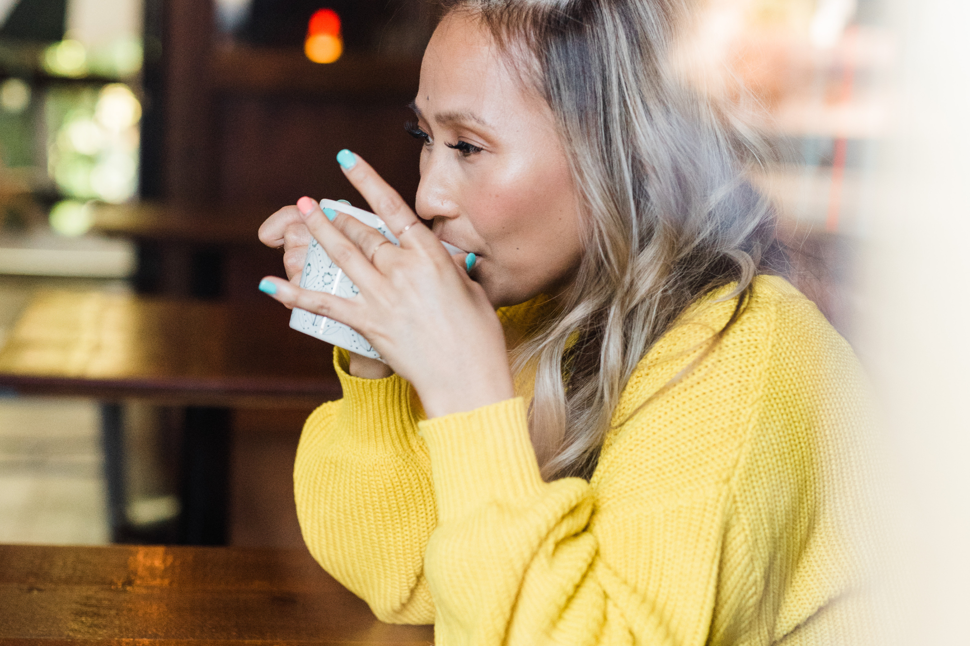 woman sipping tea